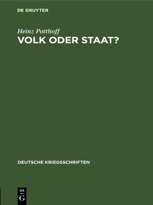 cover image of Volk oder Staat?